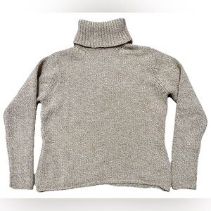 Sutton Studio Taupe Turtleneck Sweater M 100% Merino Wool Boxy Cozy Preppy